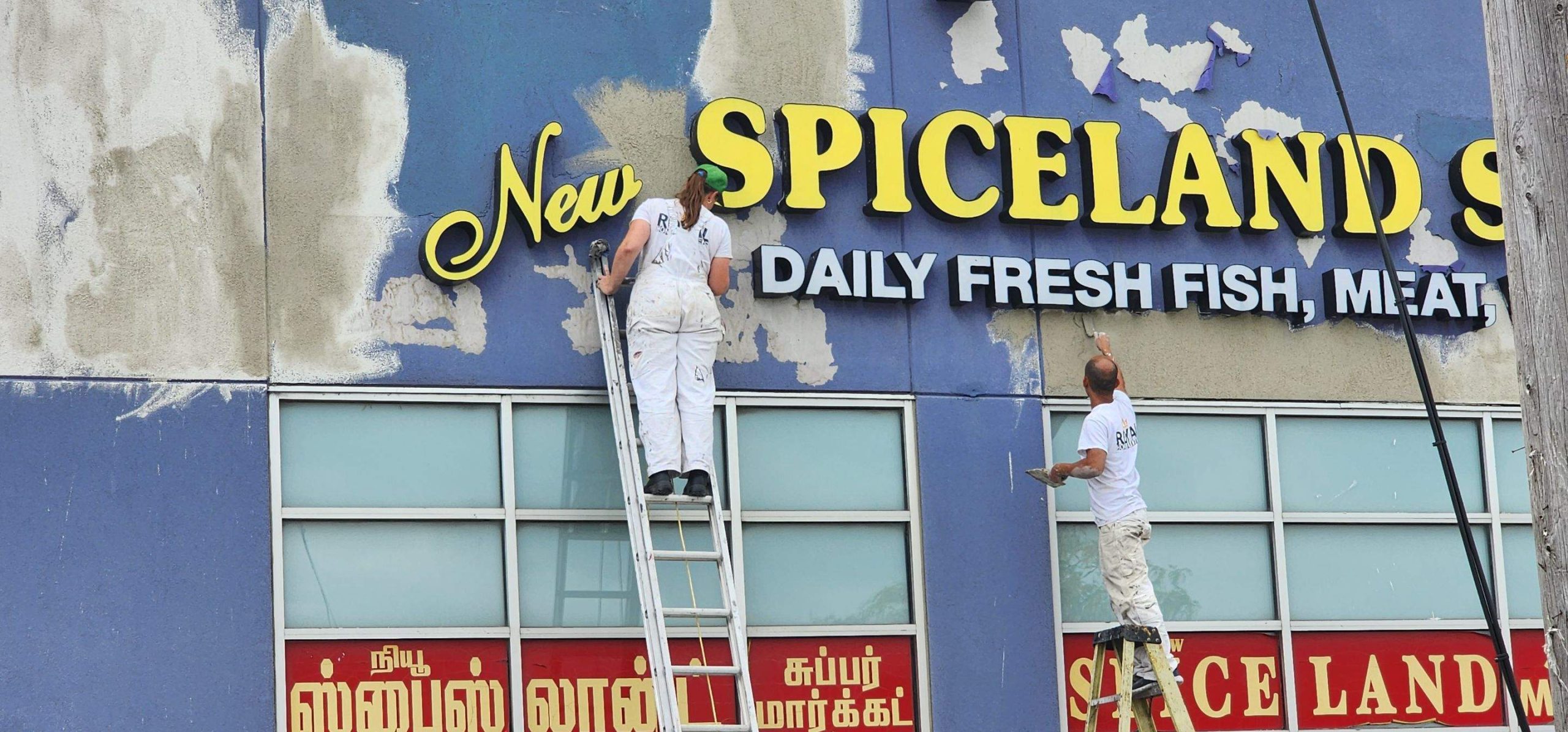 Exterior Stucco Commercial Plaza Markham By Pro Painting Company